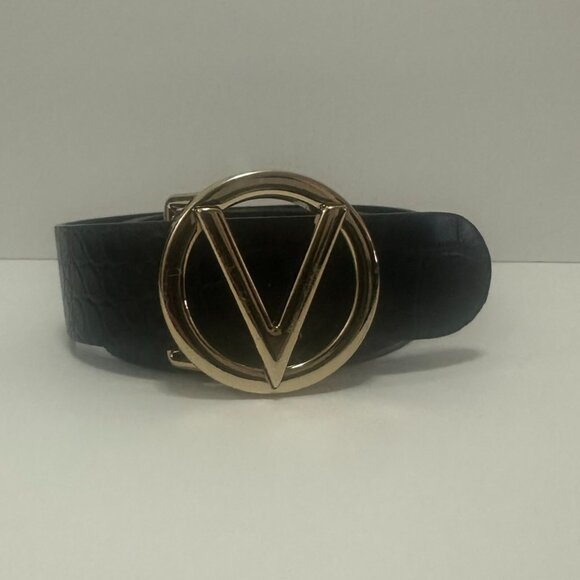 Valentino by Mario valentino Black Textured Leather Belt Size Medium